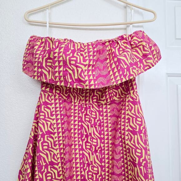 Anthropologie Kahindo Tanzania Maxi Dress Ruffle Strapless Cotton w/ Pockets - Picture 4 of 12